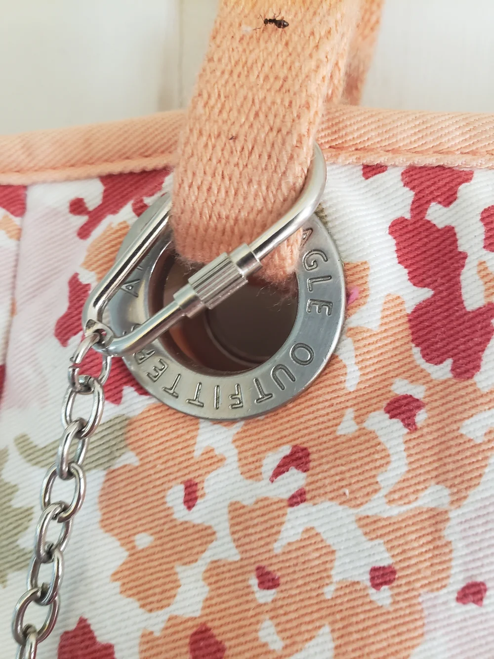Floral Canvas Tote Bag in Coral and Peach - Picture 3 of 8